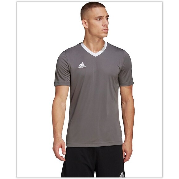 NWT SEALED adidas Entrada 22 Men's SLIM FIT Soccer Jersey HE1574 GRAY, size L - Picture 2 of 6